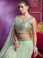 Pista Green Premium Net Lehenga Choli